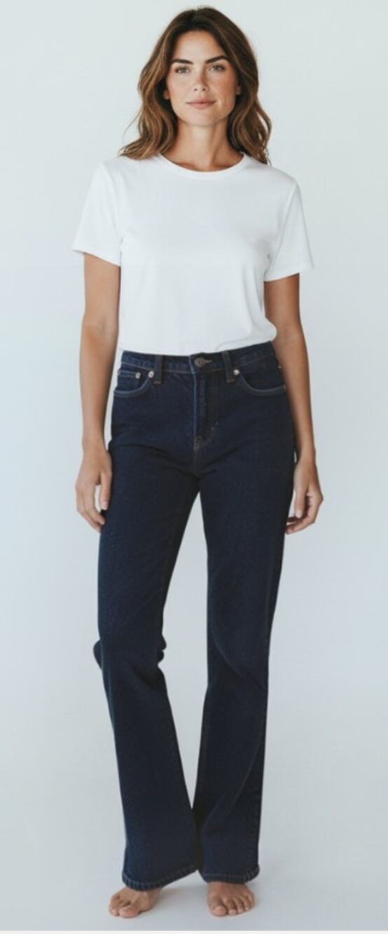 CALVIN KLEIN WOMENS SIZE 28 TALL HIGH RISE FLARE DENIM JEANS DARK WASH BLUE